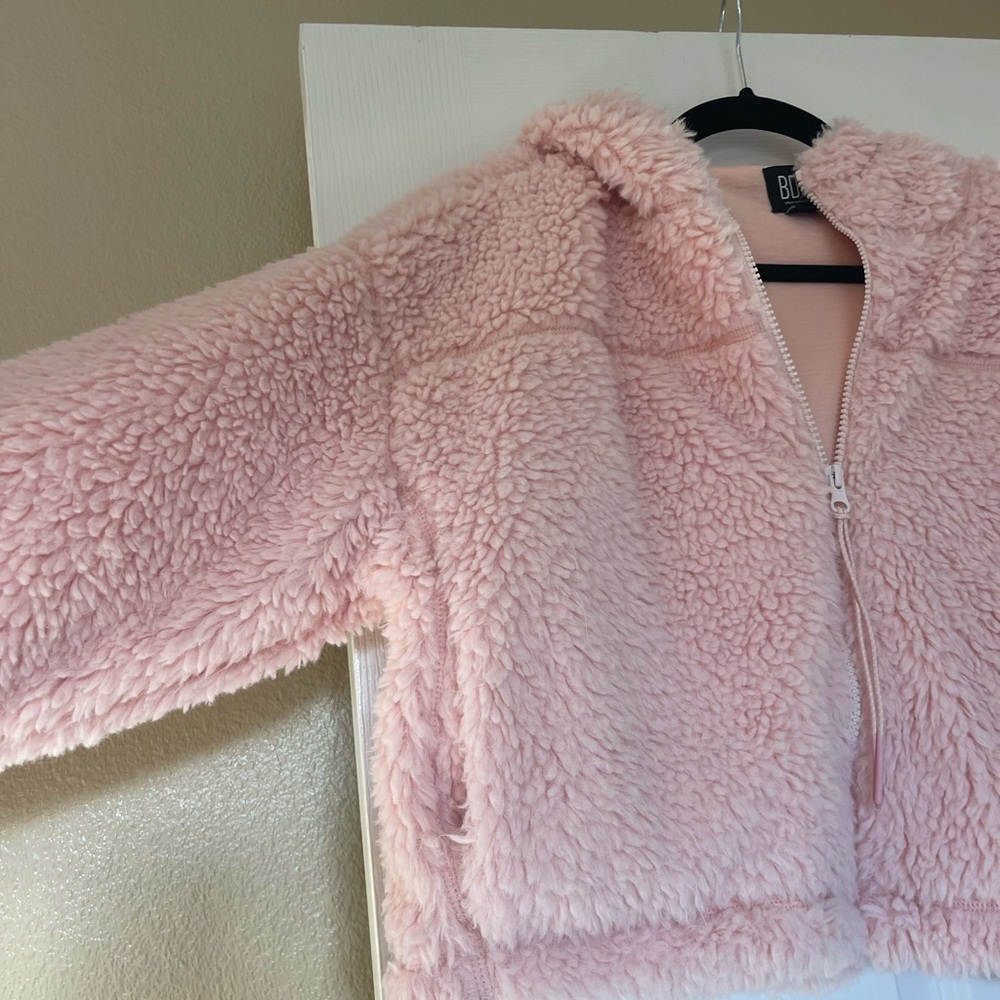 NWT OU Dust Pink Fuzzy Sherpa Teddy Jacket